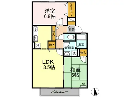 ピュアメゾン A棟(2LDK/2階)の間取り写真
