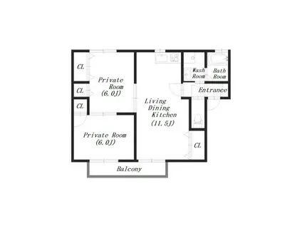 ランディ大垣E棟(2LDK/2階)の間取り写真