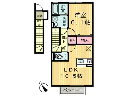 リェス ソーンチェ B(1LDK/2階)の間取り写真