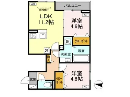 リアンメゾン(2LDK/3階)の間取り写真