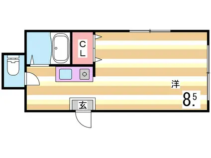 スプリングハイツ国香(1K/2階)の間取り写真