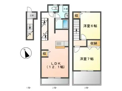 ドリーム・21(2LDK/2階)の間取り写真