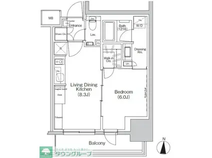 ザ・パークハビオ 亀戸(1LDK/14階)の間取り写真