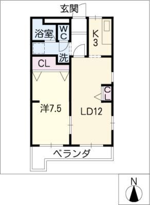 グレイス本山(1LDK/1階)の間取り写真