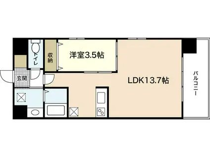 ノーブル広島駅前(1LDK/3階)の間取り写真