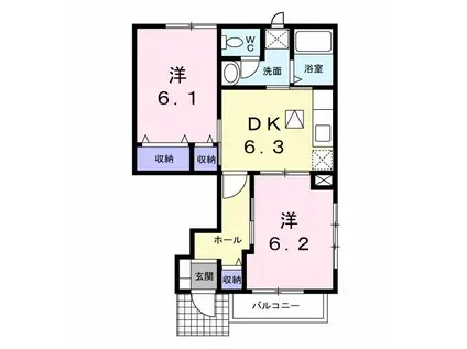 ベルメゾン ハラダB(2DK/1階)の間取り写真