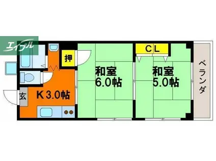 ルピアン(2K/1階)の間取り写真