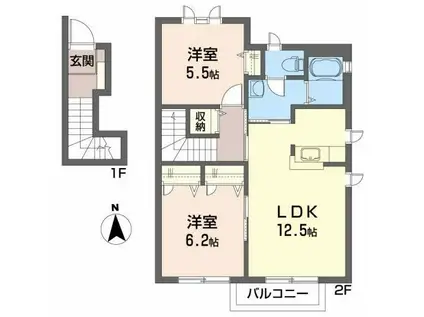 コートメリッサA(2LDK/2階)の間取り写真