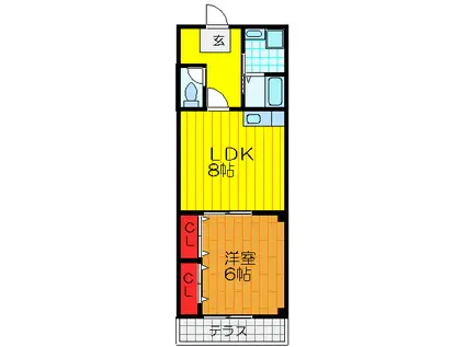 ヴィラナリー南寺方(1LDK/1階)の間取り写真