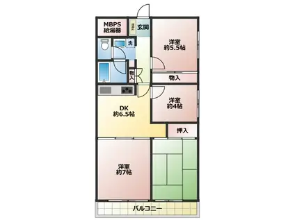 マンハイム佐貫A棟(4DK/1階)の間取り写真