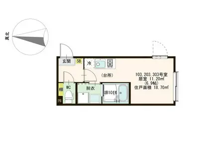ハーモニーテラス綾瀬VII(ワンルーム/2階)の間取り写真