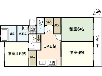 ナナツマチコーポB棟(3DK/4階)の間取り写真