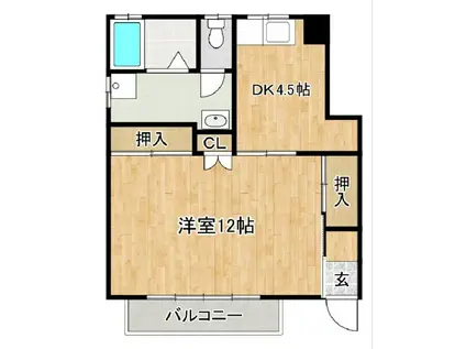 大野ハイツ(1DK/1階)の間取り写真