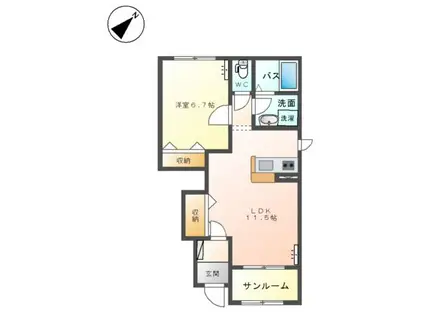 アル・ソーレ(1LDK/1階)の間取り写真