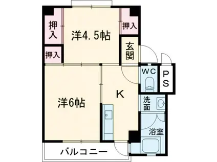 ビレッジハウス十王堂2号棟(2K/4階)の間取り写真