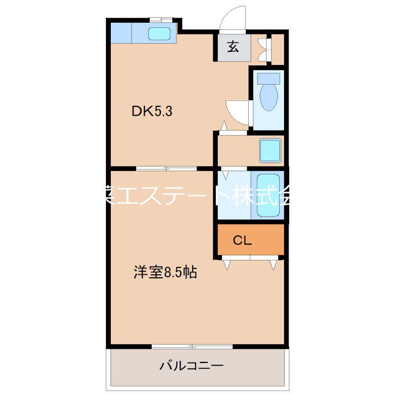 モンシェリ(1DK/3階)の間取り写真
