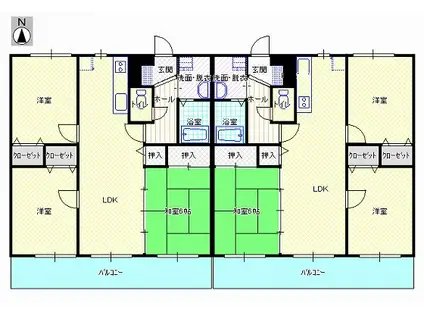 はけのみやフラット(3LDK/1階)の間取り写真