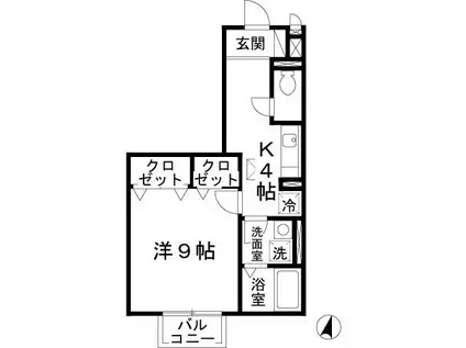 アゼリア(1K/1階)の間取り写真