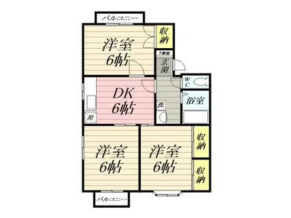 カーサヴェルデ(3DK/1階)の間取り写真