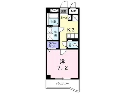 エレガンスガーデン(ワンルーム/3階)の間取り写真