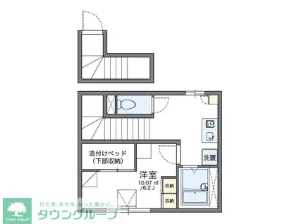 レオパレスいろはII(1K/2階)の間取り写真