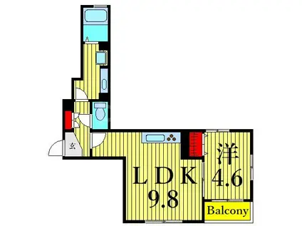 VILLA DEL SOL III(1LDK/2階)の間取り写真