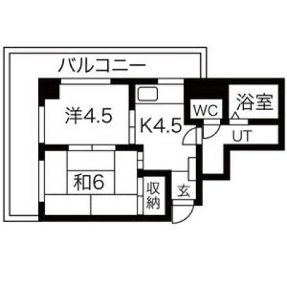ホワイトシティ国泰寺(2DK/2階)の間取り写真