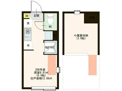 アーバンスカイ六郷(ワンルーム/2階)の間取り写真