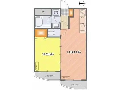 WAVEビル(1LDK/3階)の間取り写真