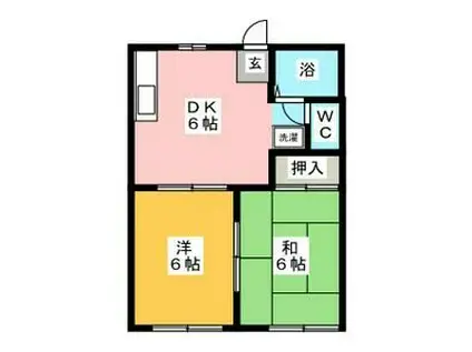 VILLAGE MITAKE A棟(2DK/2階)の間取り写真