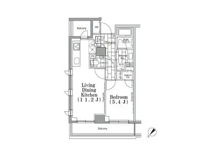ワンルーフフラット月島(1LDK/7階)の間取り写真