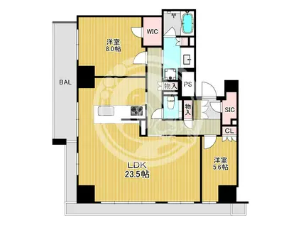 シエリアタワー大阪福島(2LDK/23階)の間取り写真
