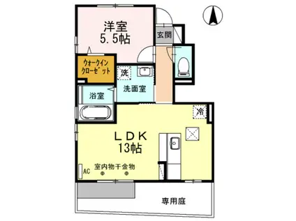 シャンボール(1LDK/1階)の間取り写真