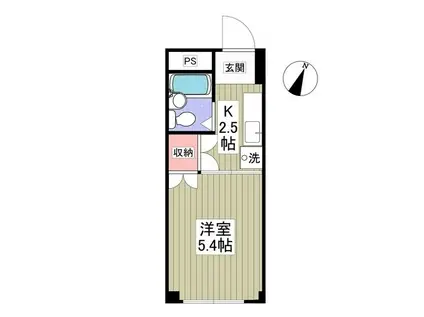 ドミール中島(ワンルーム/1階)の間取り写真