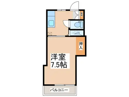 黒髪グリーンハイツ(1K/1階)の間取り写真