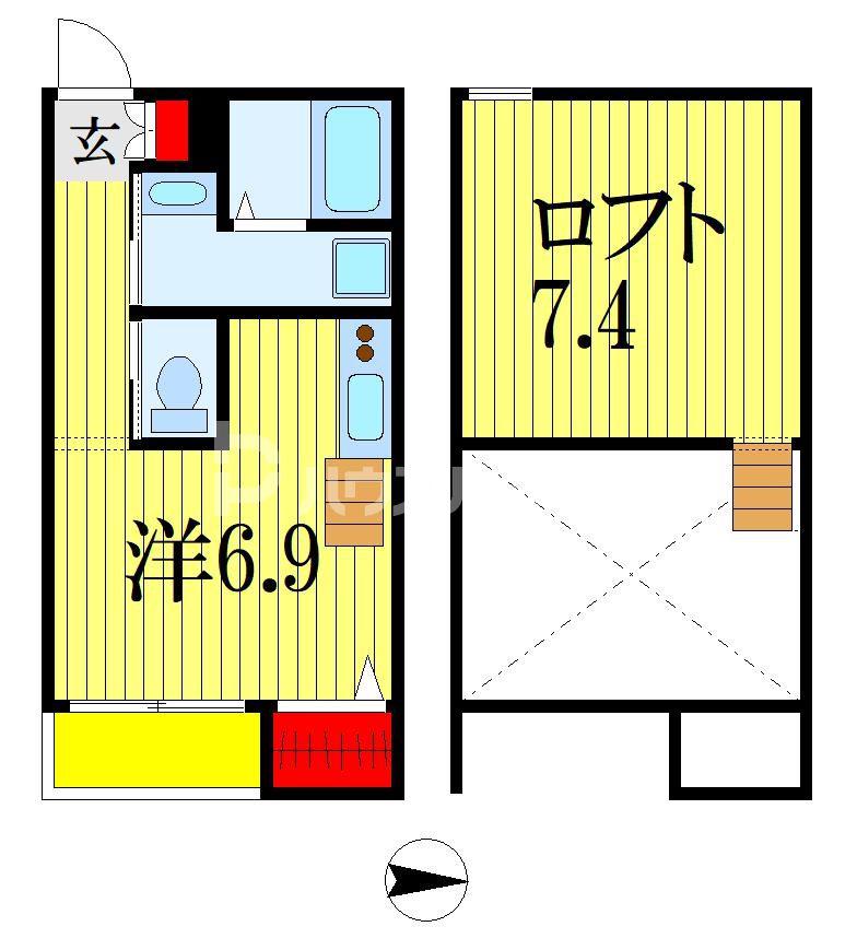エスカーダソガ(ワンルーム/2階)の間取り写真