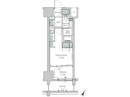 ONE ROOF RESIDENCE TAMACHI(1DK/8階)の間取り写真