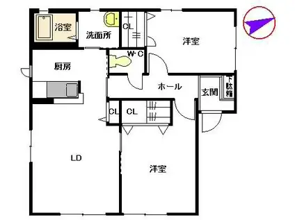 シャーメゾンGEN(2LDK/1階)の間取り写真