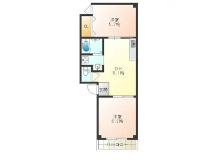 コーエンプレイス(2LDK/3階)の間取り写真