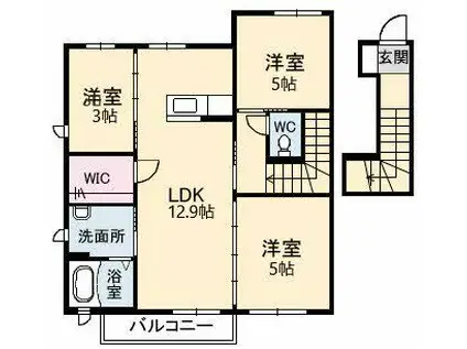ヴィラ名水B棟(3LDK/2階)の間取り写真