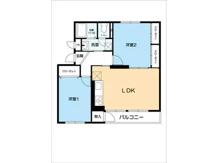 渦ヶ森コーポ13号館(2LDK/1階)の間取り写真