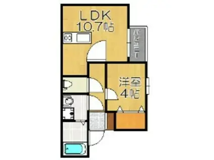 クレオン姪浜弐番館(1LDK/2階)の間取り写真