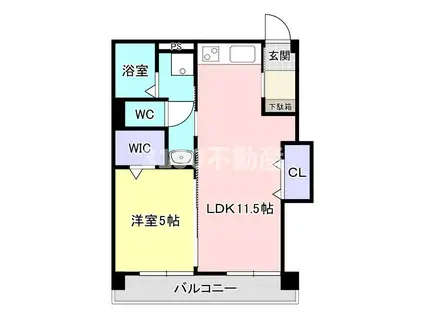 クイール加納(1LDK/5階)の間取り写真