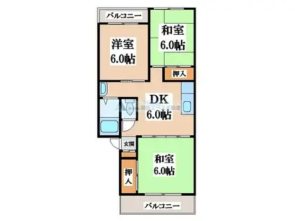 PALMIZIO瓢箪山(3DK/5階)の間取り写真