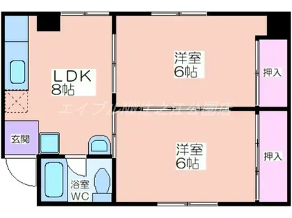 サブライムユース(2LDK/6階)の間取り写真