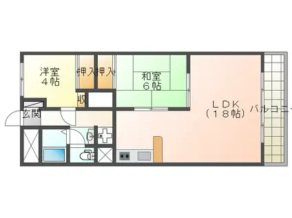 マンション朝霧2号館(2LDK/2階)の間取り写真