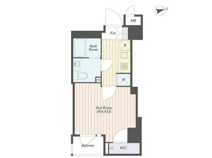 ル・リオン牛込柳町(1K/11階)の間取り写真