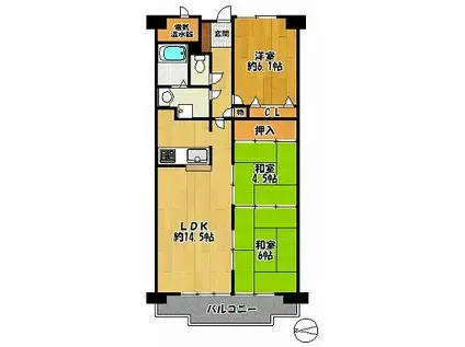 トーカンマンション新三田C棟(3LDK/3階)の間取り写真