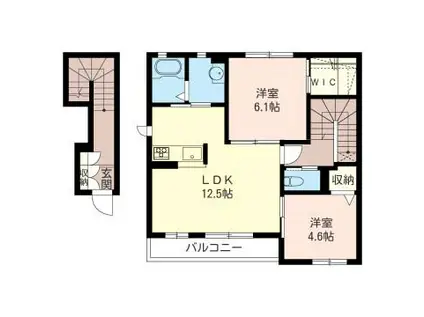 ソレイユ・ヴィラB オール電化(2LDK/2階)の間取り写真