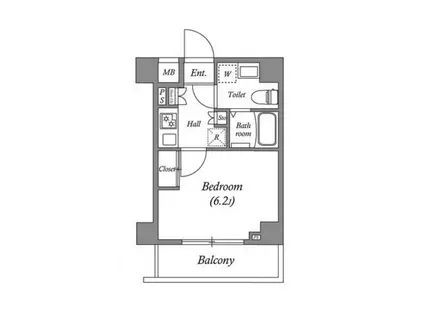 GENOVIA南行徳SKYGARDEN(1K/3階)の間取り写真